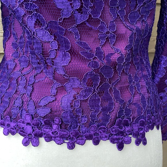 Cachet by Bari Protas Women Vintage Purple Lace Blazer Jacket Women’s Size 9/10 - Picture 12 of 15